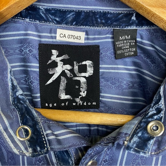 Age Of Wisdom Shirt Pearl Snap Men’s Blue 70’s Vibe Size Medium - Picture 4 of 11